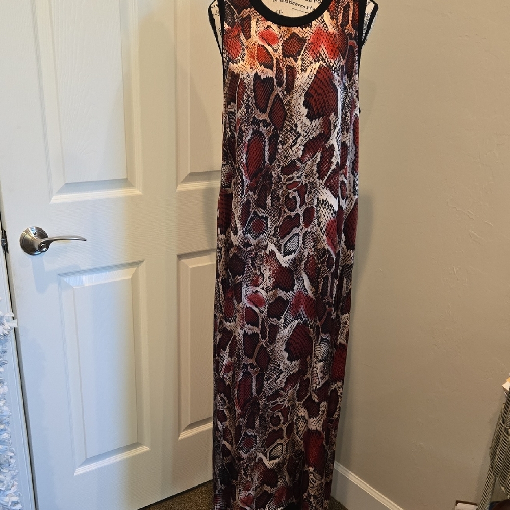 Maxi Shiny Snake Print Dress 100% Viscose Made In ITALY